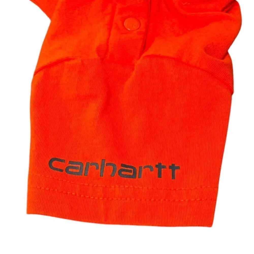 Carhartt Baby Kids Short Sleeve Orange Graphic Logo Onesie Bodysuit. 12 Months.